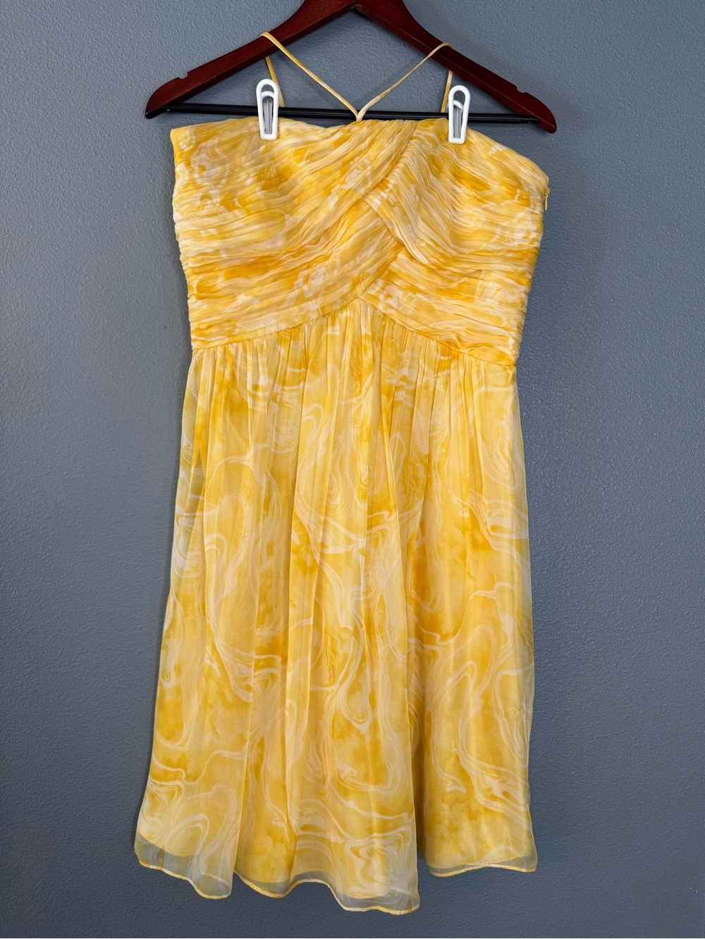 Laundry by Shelli Segal 100% Silk Strapless Dress Womens 10 NWT Yellow
